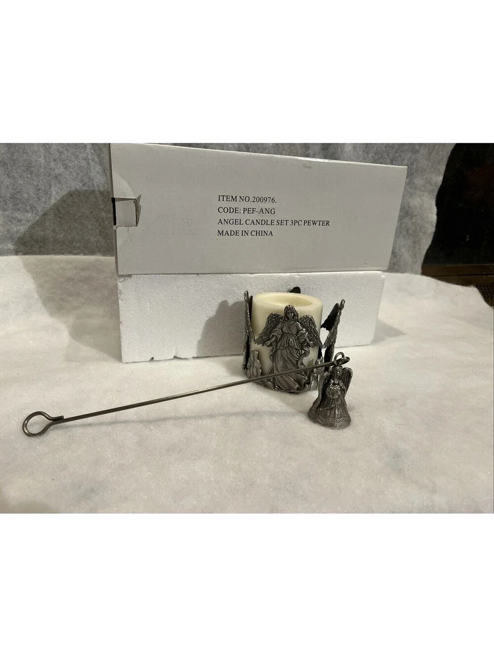 Angel candles set three-piece pewter